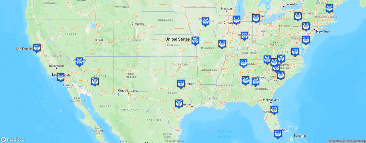 Static Map of NASCAR Cup Series - Saison 2024