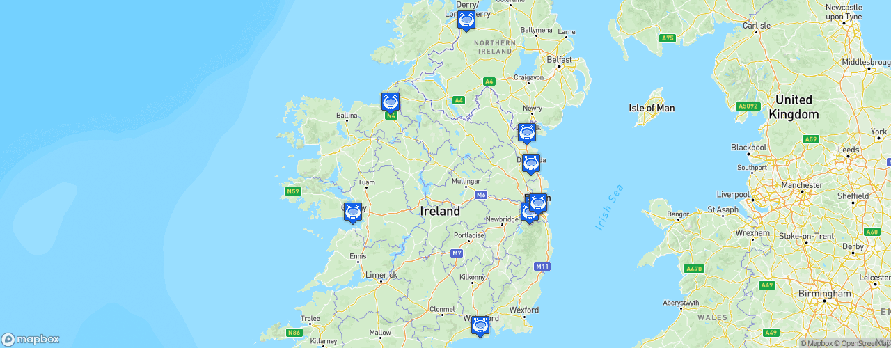 Static Map of League of Ireland Premier Division - Saison 2024 - SSE Airtricity League