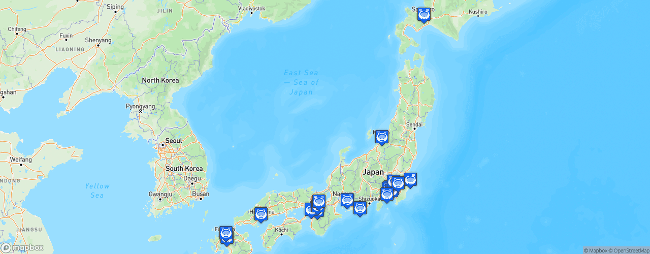 Static Map of J-League - Saison 2024 - Meiji Yasuda J1 League