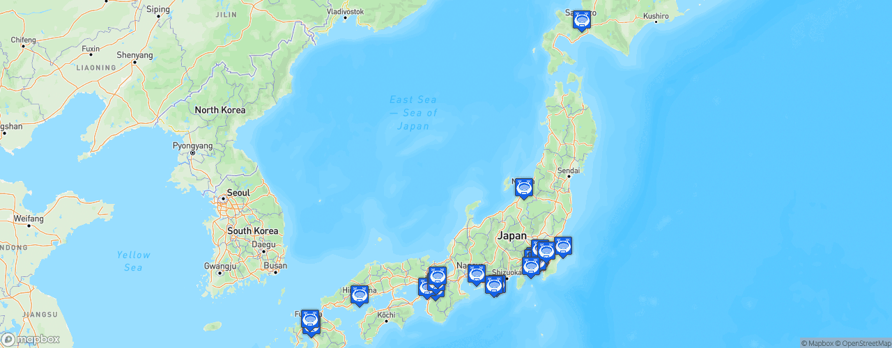 Static Map of J-League - Saison 2024 - Meiji Yasuda J1 League