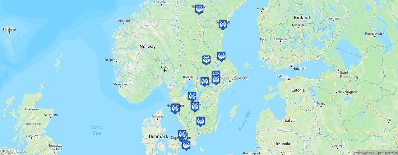 Static Map of Superettan - Saison 2024