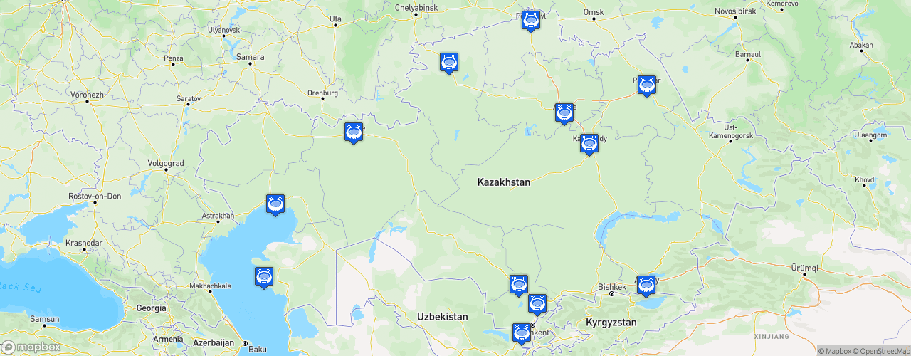 Static Map of Kazakhstan Premier League - Saison 2024