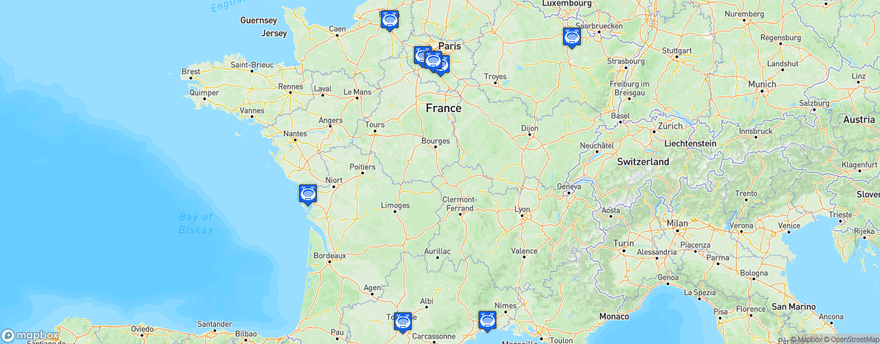 Static Map of Division 1 Baseball France - Saison 2024
