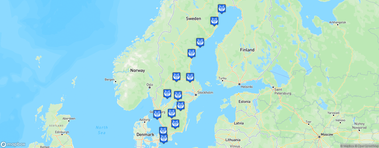 Static Map of Svenska hockeyligan - Saison 2024-2025