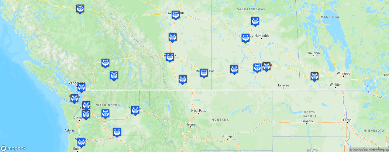 Static Map of Western Hockey League - Saison 2024-2025