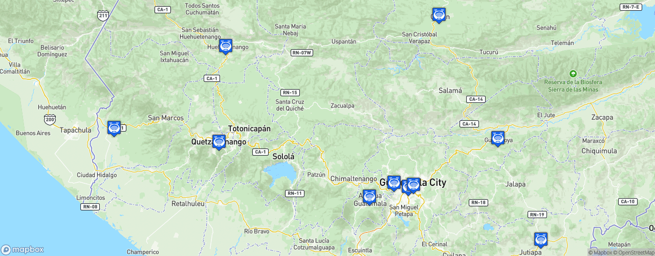 Static Map of Liga Nacional de Fútbol de Guatemala - Saison 2024-2025