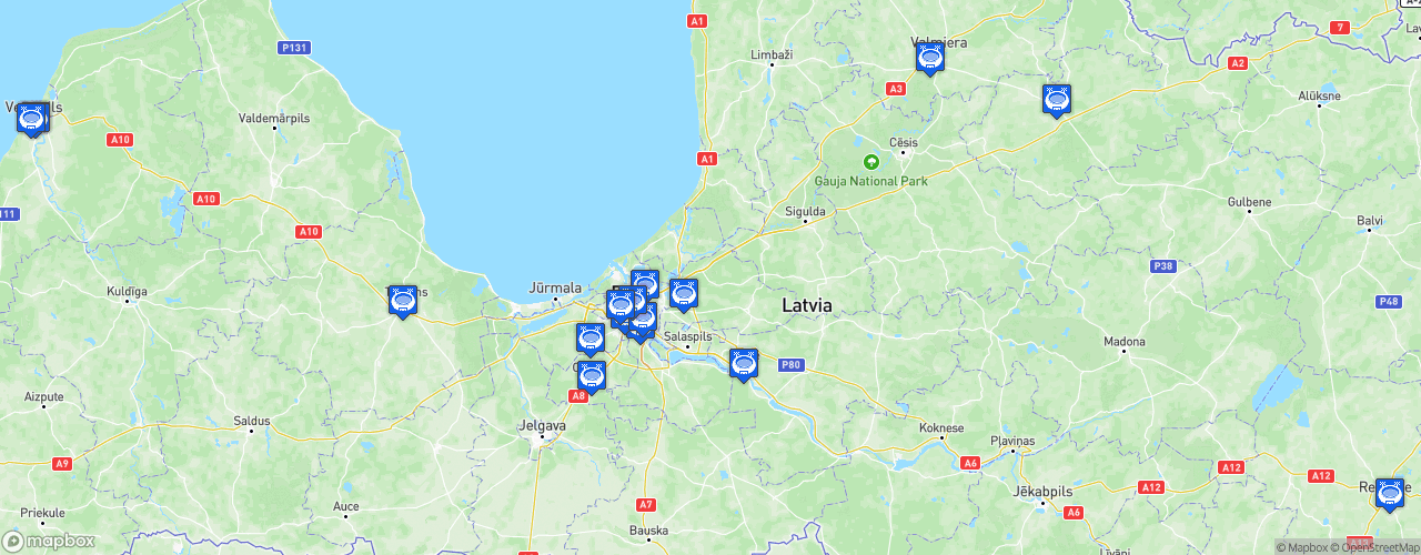 Static Map of Latvian First League - Saison 2024