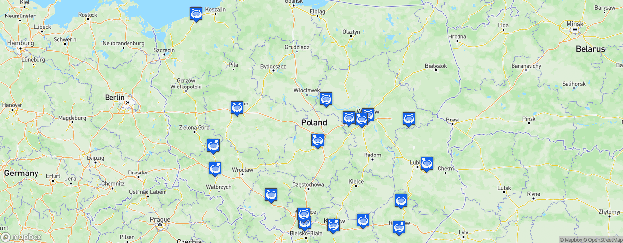 Static Map of Pierwsza liga - Saison 2024-2025 - Fortuna I Liga