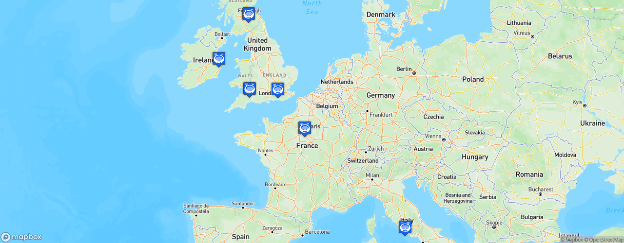 Static Map of Tournoi des Six Nations - Saison 2025 - Guinness Six Nations
