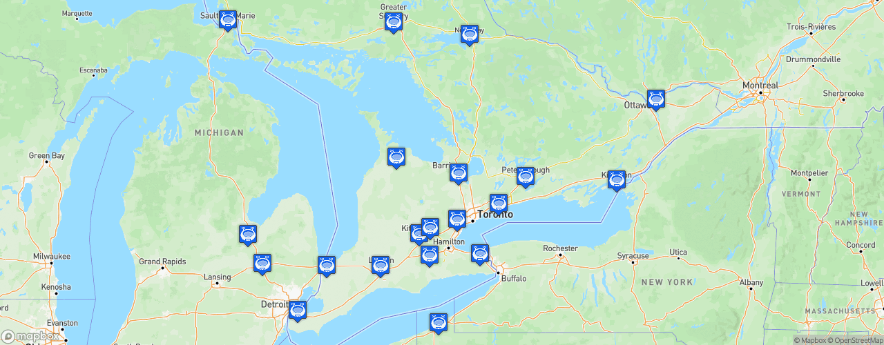 Static Map of Ontario Hockey League - Saison 2024-2025