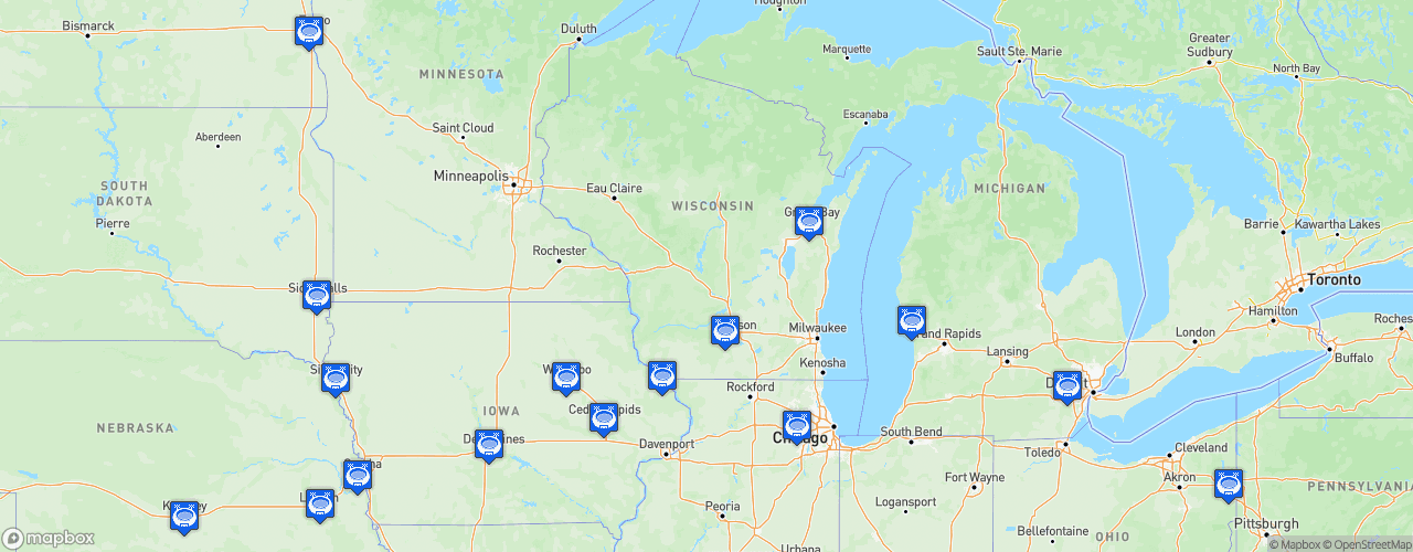 Static Map of United States Hockey League - Saison 2024-2025