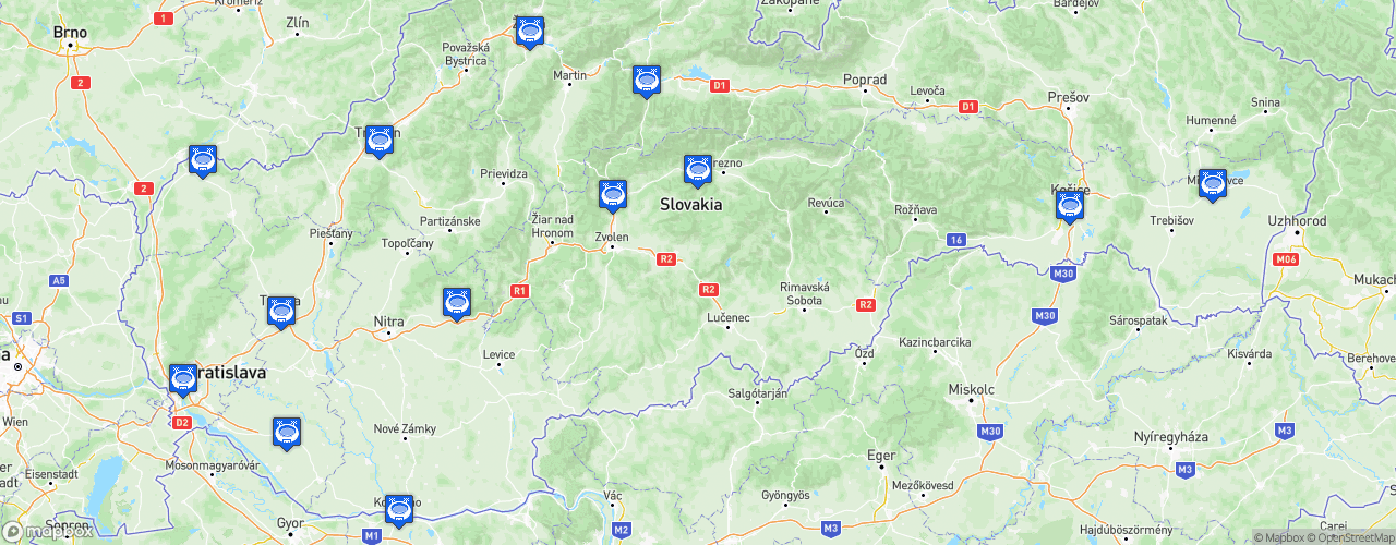 Static Map of Slovak Super Liga - Saison 2024-2025