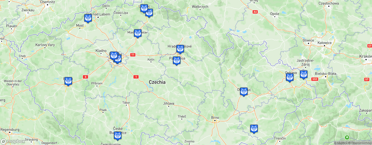 Static Map of První Liga - Saison 2024-2025