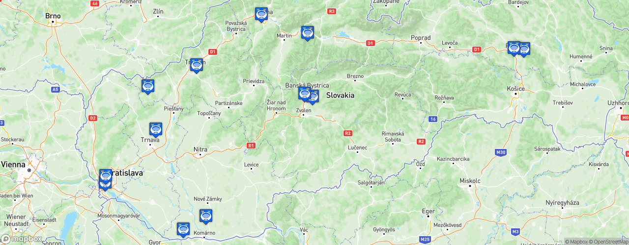 Static Map of I. liga žien - Saison 2024-2025