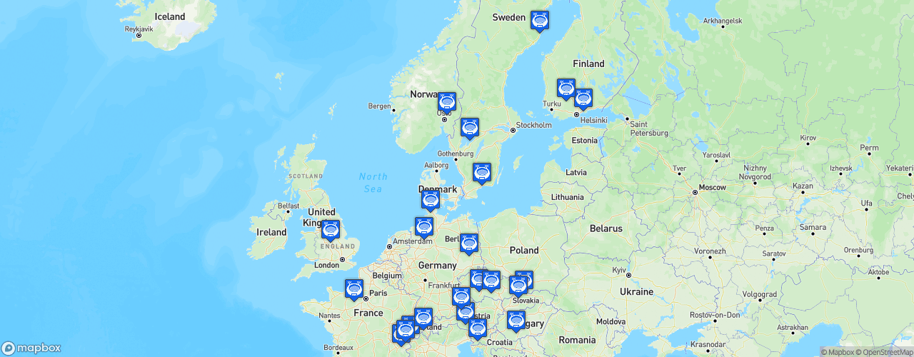 Static Map of Champions Hockey League - Saison 2024-2025