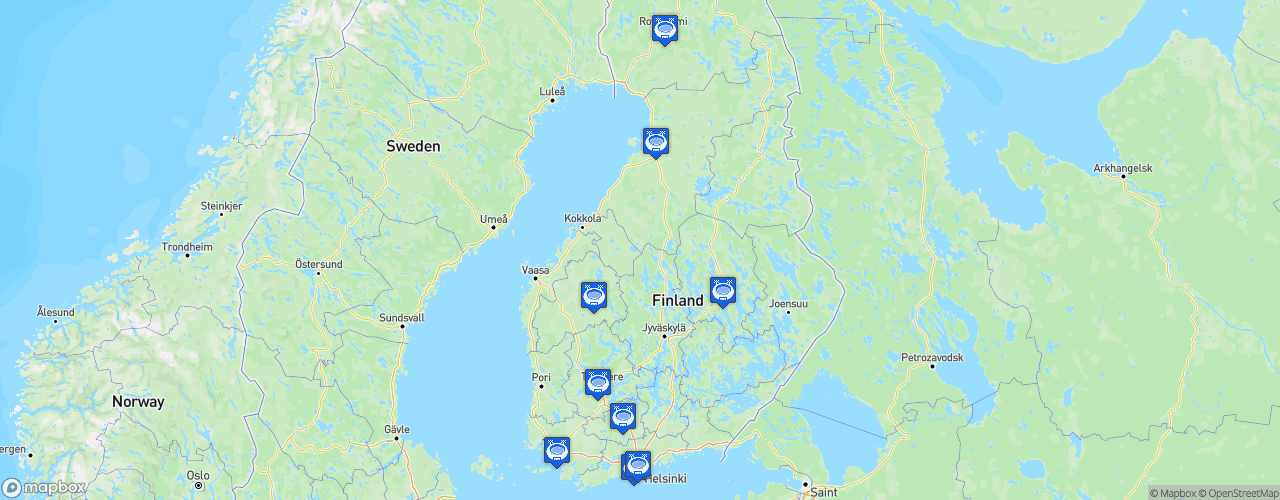 Static Map of Naisten Liiga - Saison 2024-2025