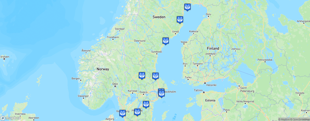 Static Map of SDHL Women - Saison 2024-2025