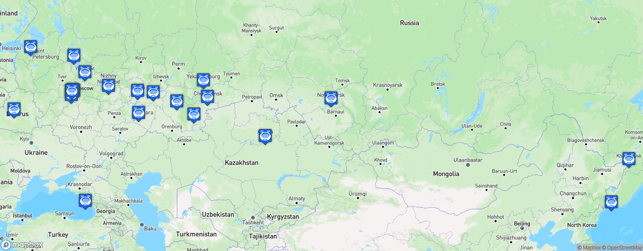 Static Map of Kontinental Hockey League - Saison 2024-2025