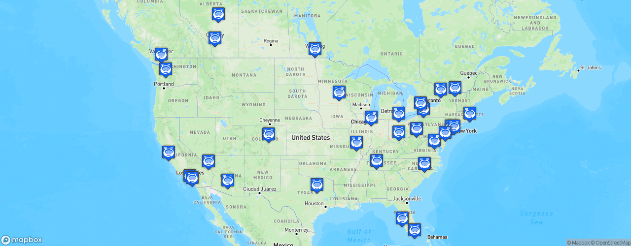 Static Map of National Hockey League - Saison 2024-2025