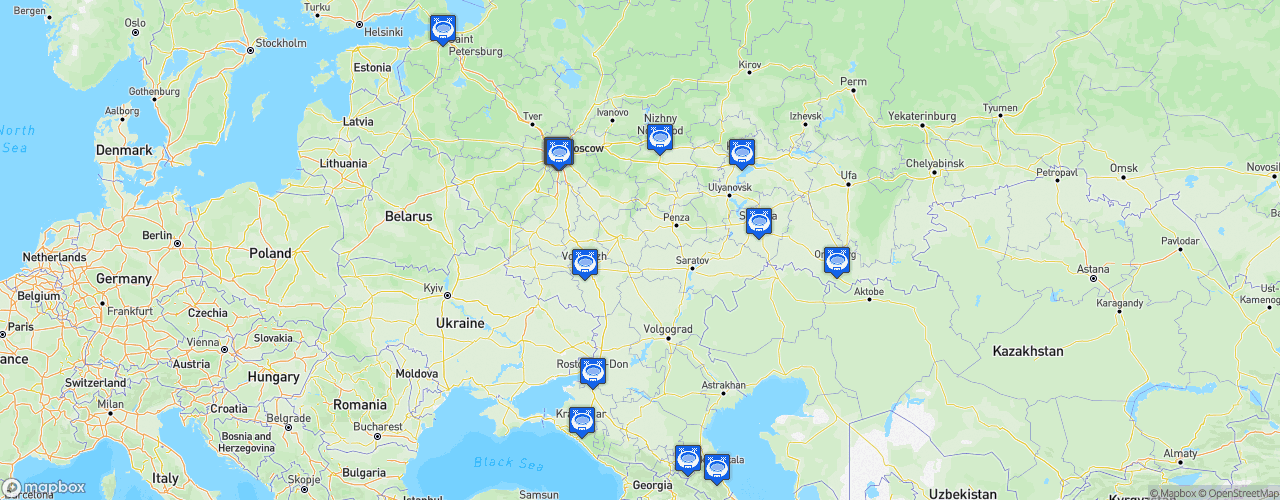 Static Map of Russian Premier Liga - Saison 2024-2025