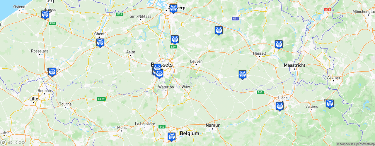 Static Map of Jupiler Pro League - Saison 2024-2025