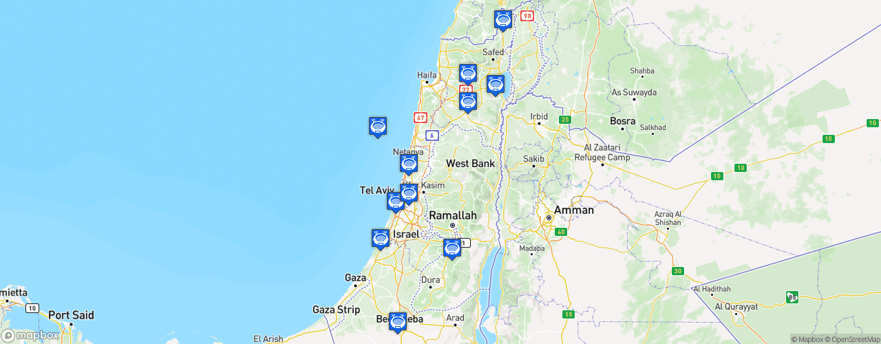Static Map of Israeli Premier League - Saison 2024-2025
