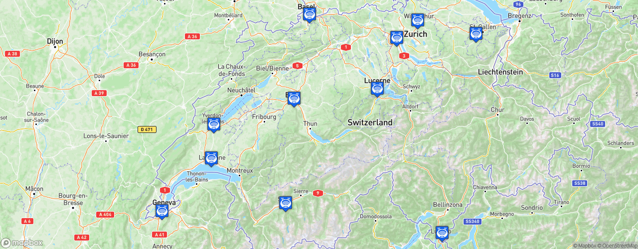 Static Map of Credit Suisse Super League - Saison 2024-2025