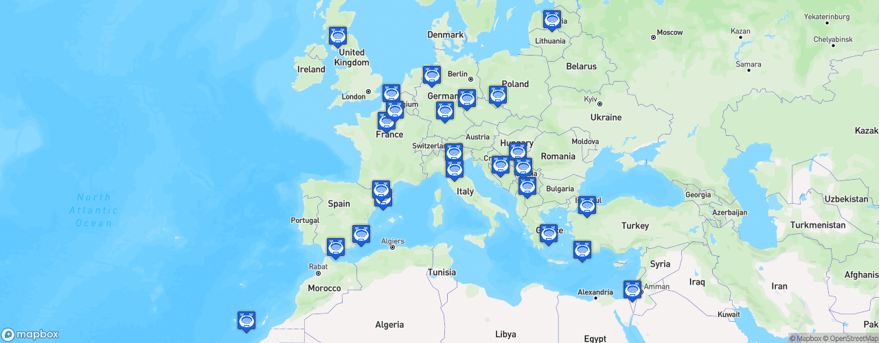 Static Map of Basketball Champions League - Saison 2024-2025