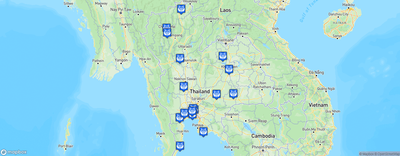 Static Map of Thai League 1 - Saison 2024-2025