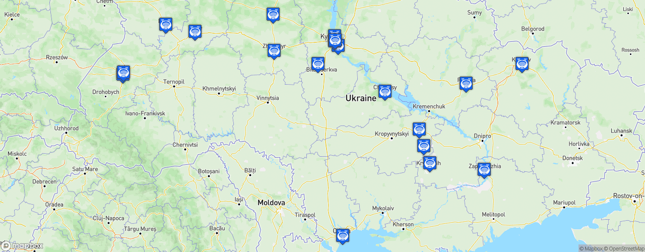 Static Map of Premier Liha - Saison 2024-2025