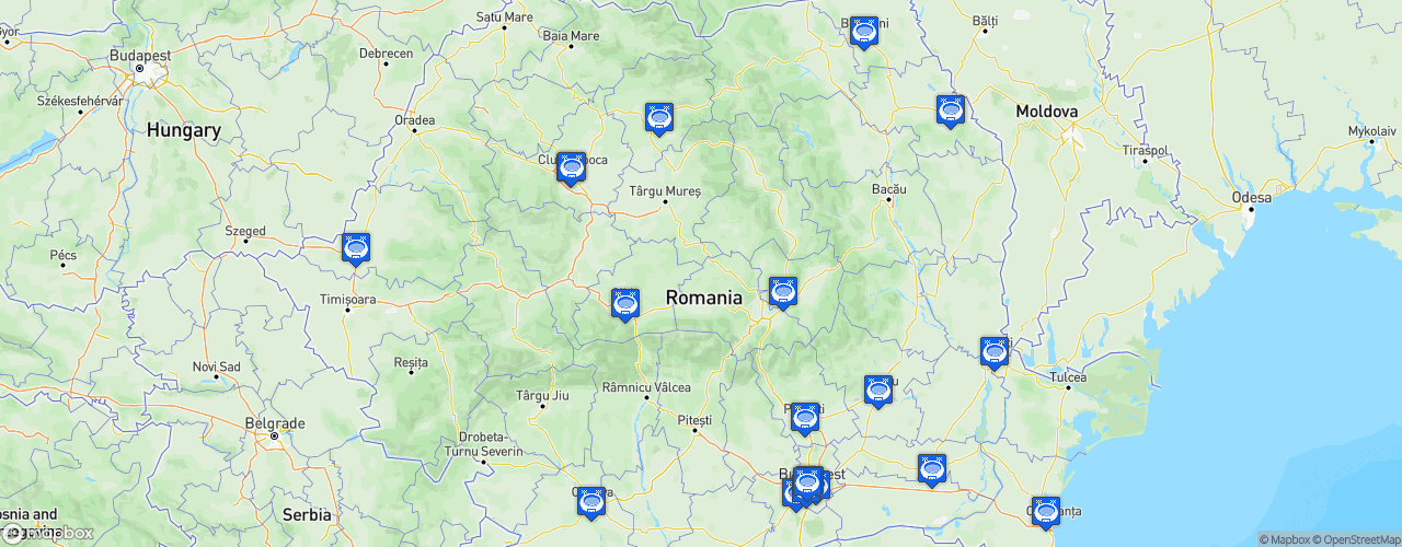 Static Map of Liga I - Saison 2024-2025