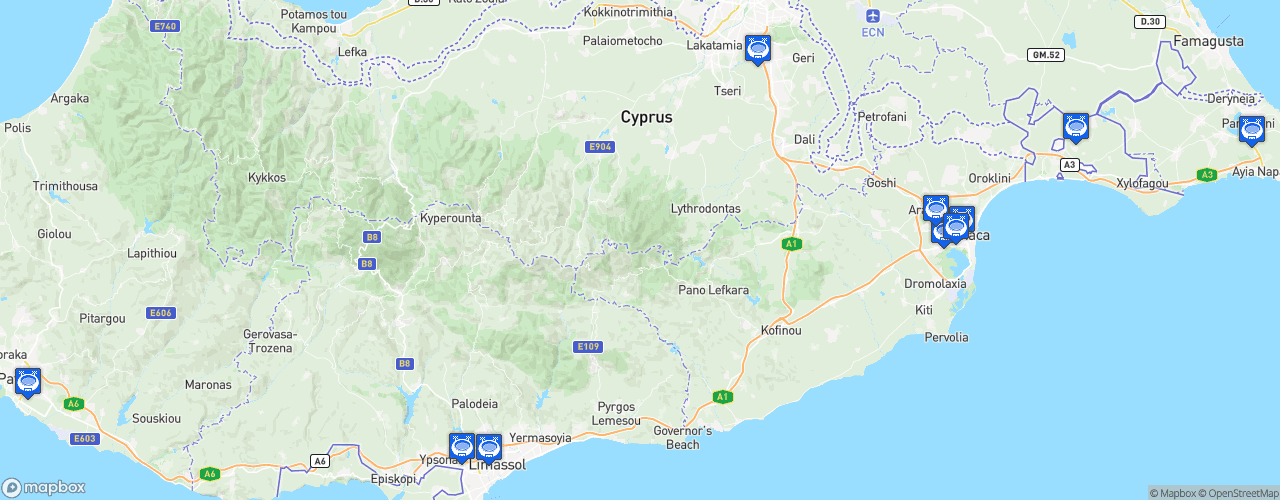 Static Map of Cypriot First Division - Saison 2024-2025