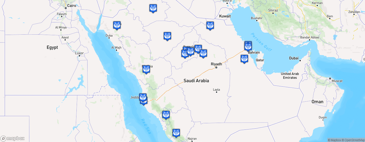 Static Map of Saudi First Division League - Saison 2024-2025