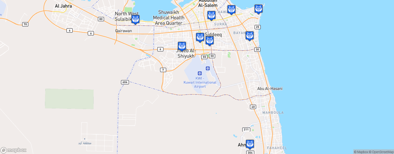 Static Map of Kuwait Premier League - Saison 2024-2025