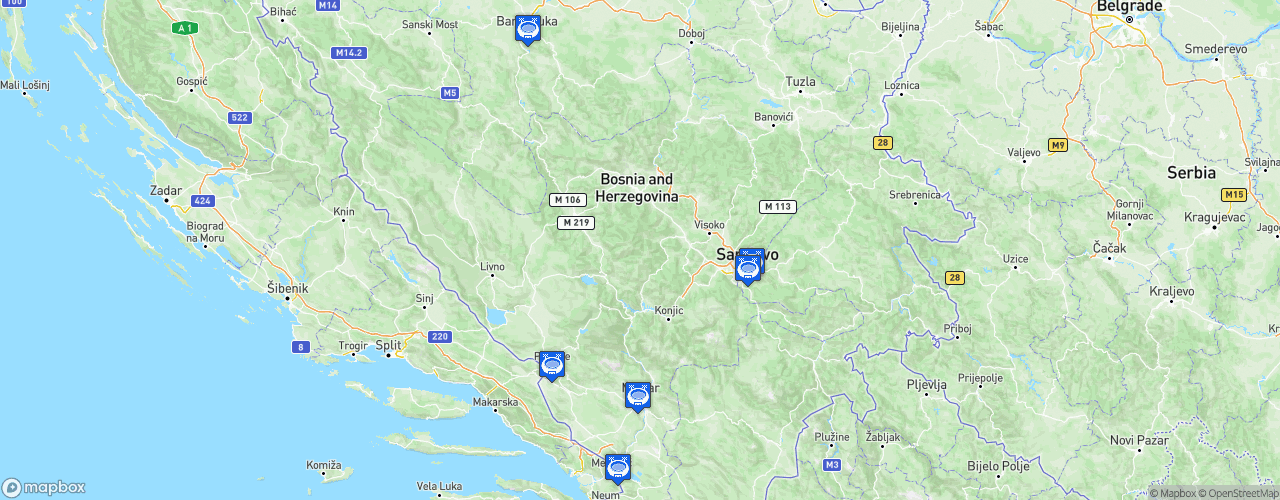 Static Map of Premijer Liga - Saison 2024-2025