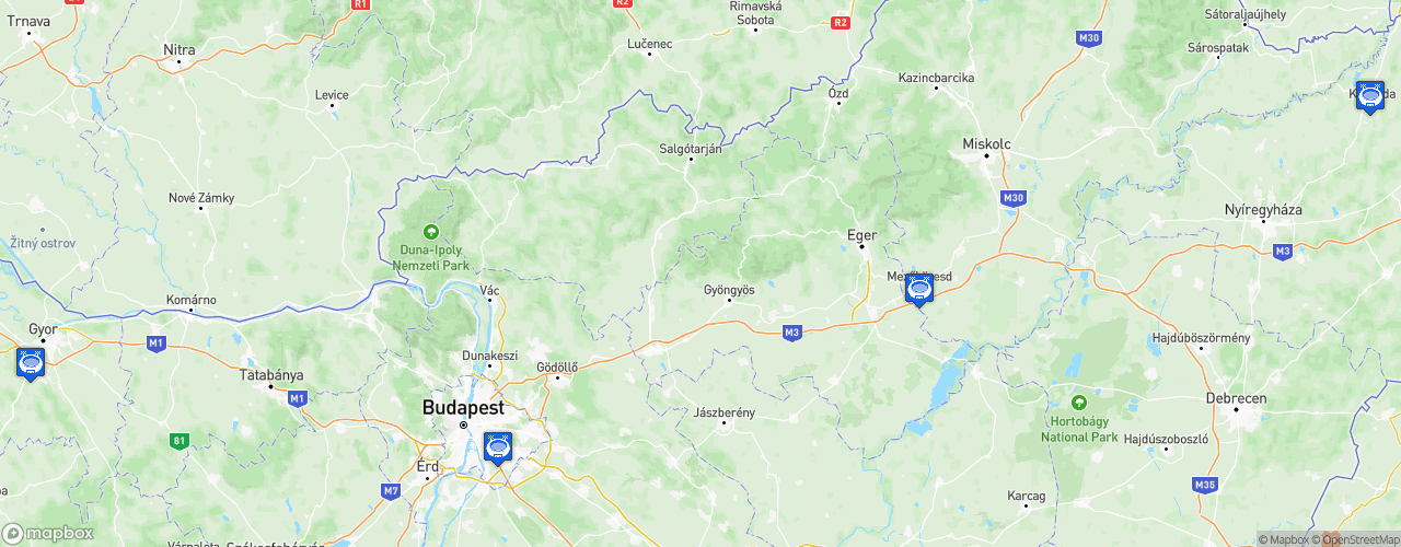 Static Map of Nemzeti Bajnokság II - Saison 2024-2025