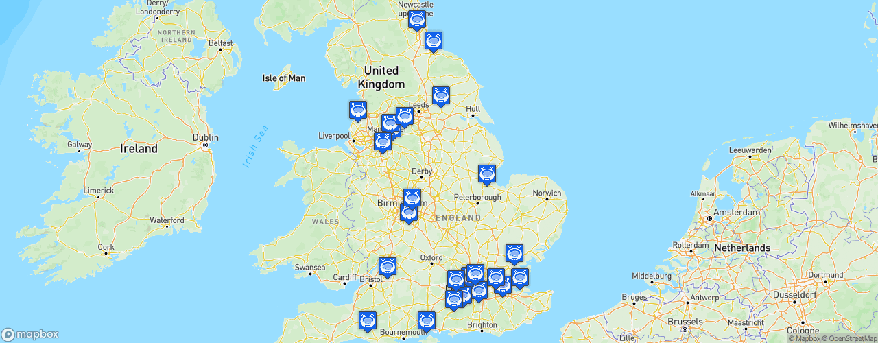 Static Map of The National League - Saison 2024-2025- Vanarama