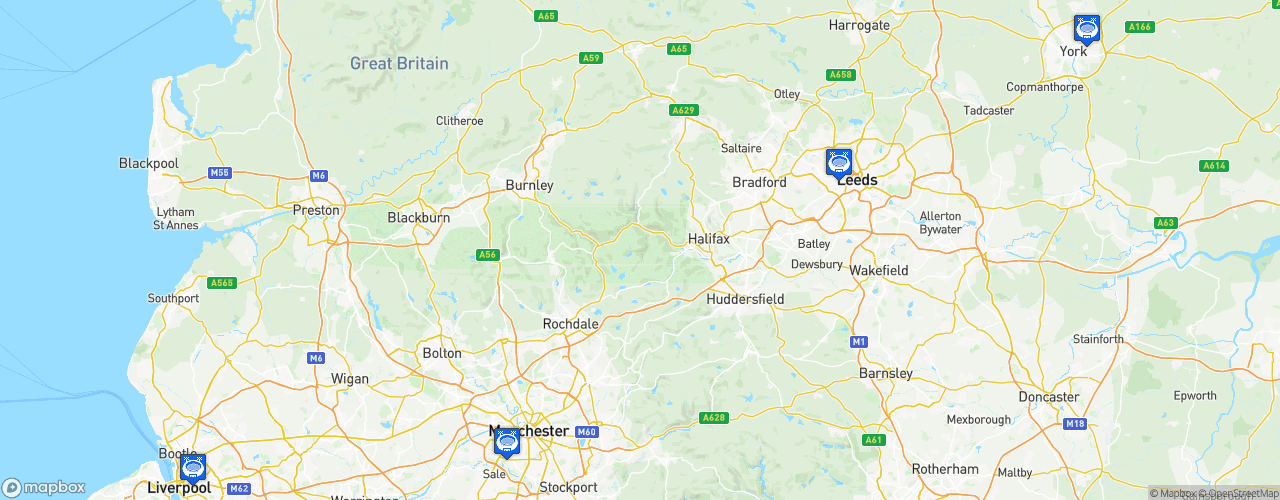 Static Map of Rugby League Women's World Cup England 2021