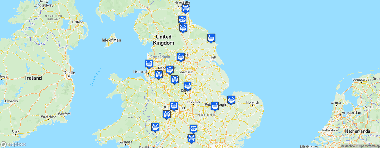 Static Map of The National League North - Saison 2024-2025 - Vanarama