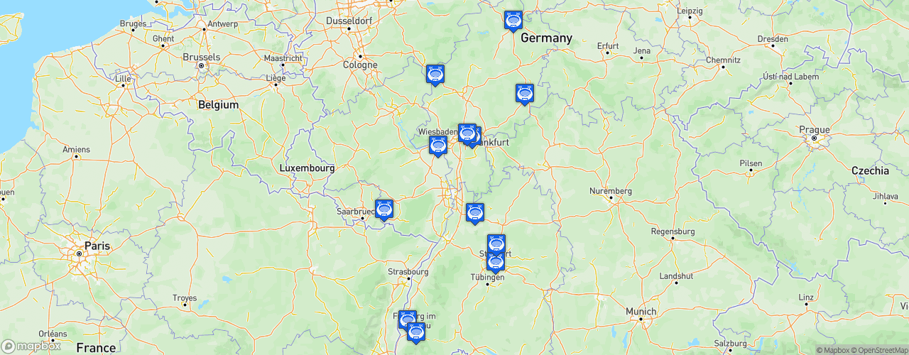 Static Map of Regionalliga Südwest - Saison 2024-2025