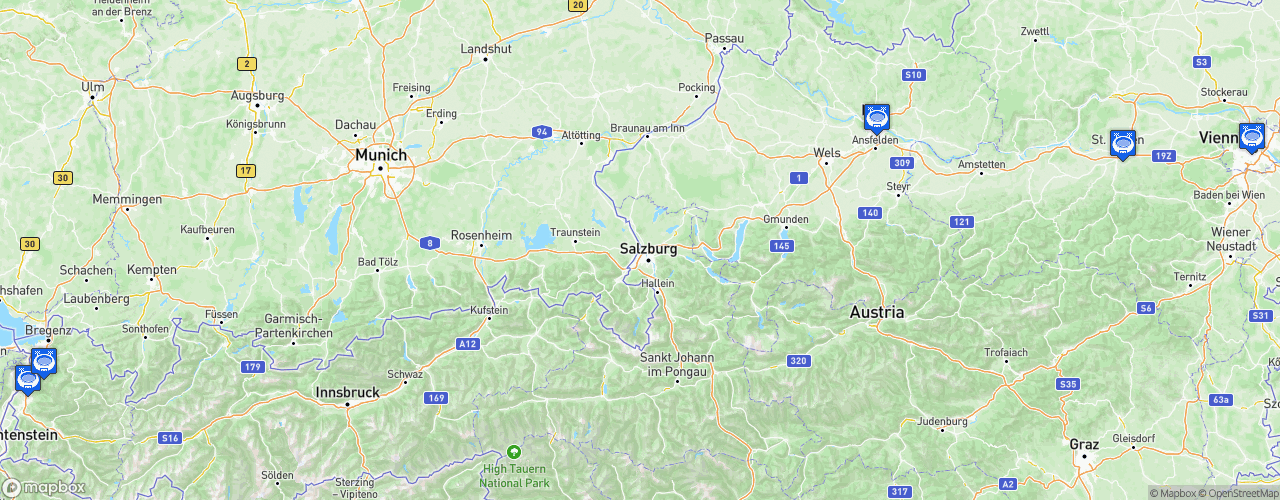 Static Map of ÖFB Frauen Bundesliga - Saison 2024-2025