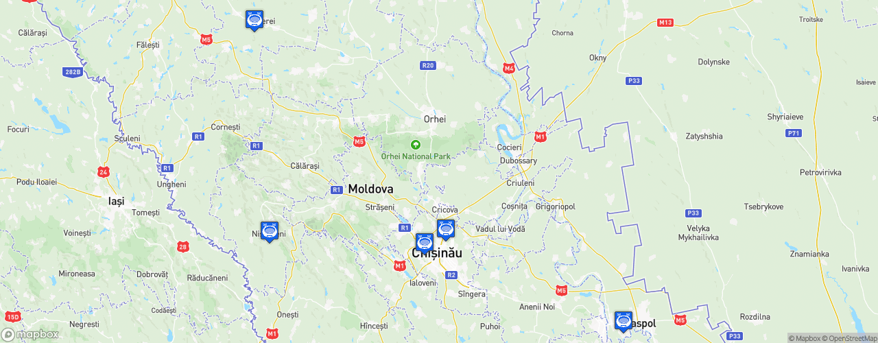 Static Map of Moldovan Liga 1 - Saison 2024-2025
