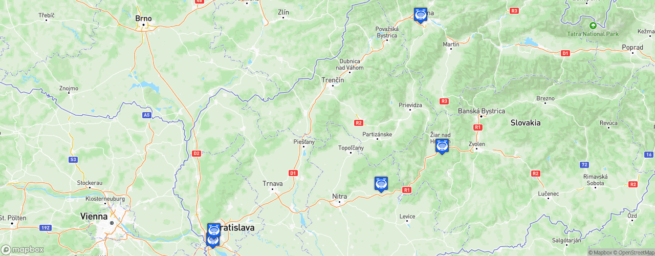 Static Map of Slovakia 2. Liga - Saison 2024-2025