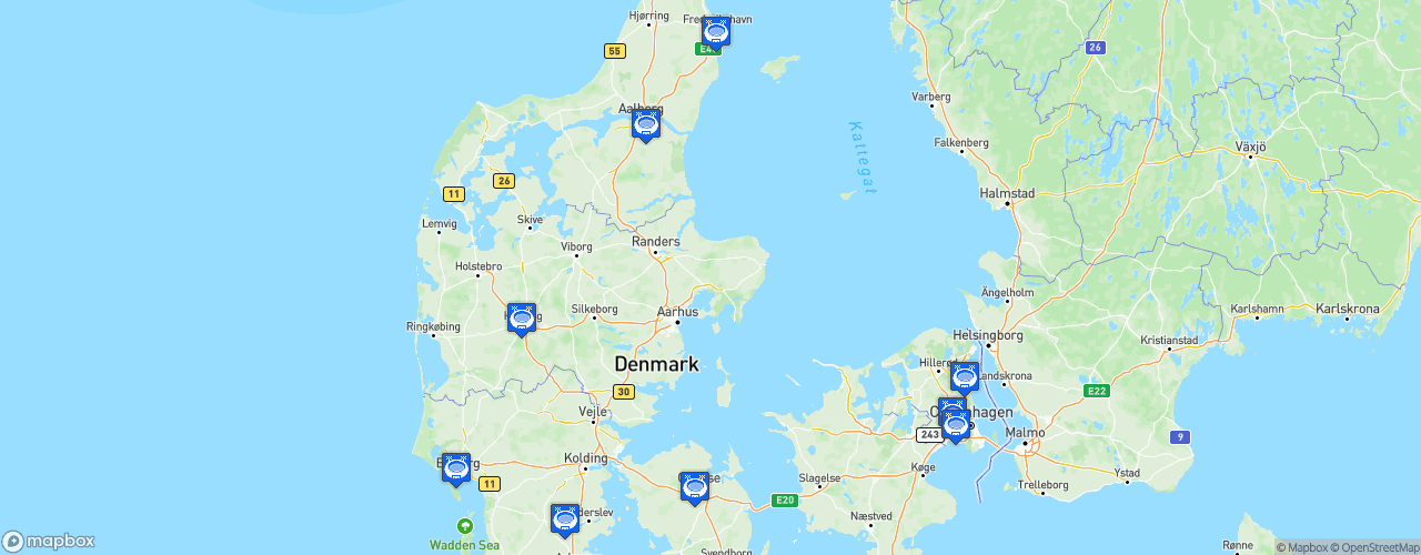 Static Map of Metal Ligaen - Saison 2024-2025