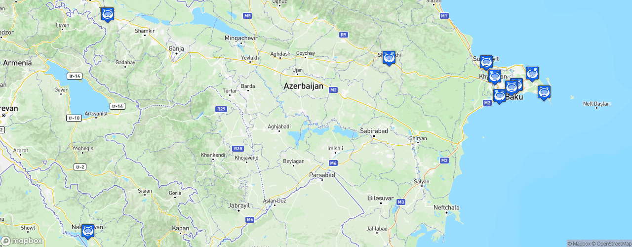 Static Map of Azerbaijan Premier League - Saison 2024-2025