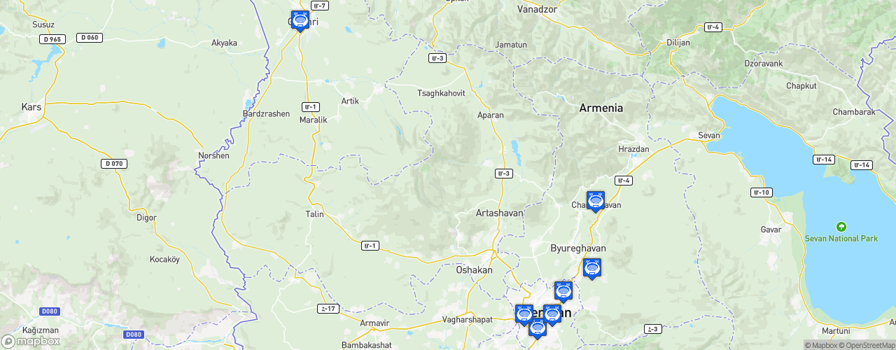 Static Map of Armenian Premier League - Saison 2024-2025