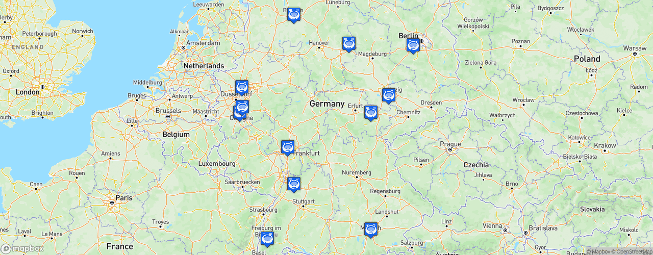 Static Map of Frauen-Bundesliga - Saison 2024-2025