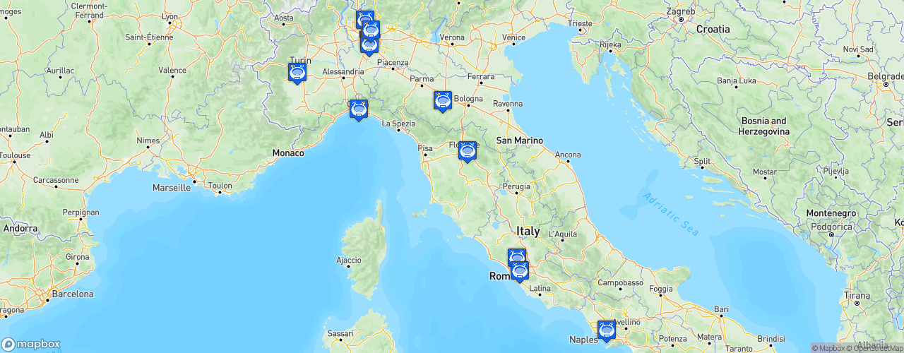 Static Map of Serie A Femminile - Saison 2024-2025