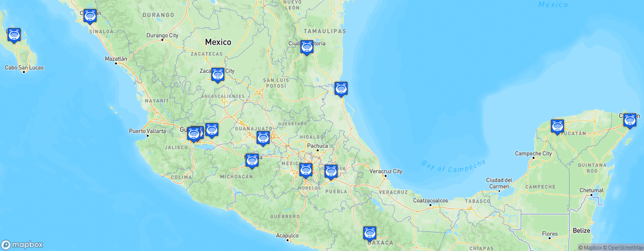Static Map of Liga de Expansión MX - Saison 2024-2025