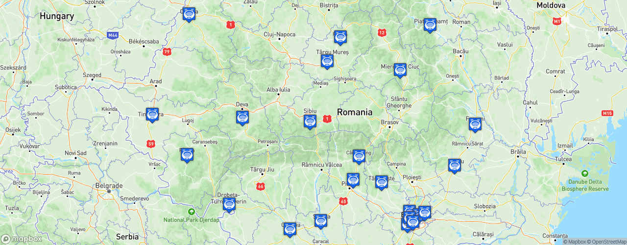Static Map of Romania Liga 2 - Saison 2024-2025